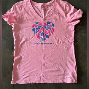 Life is Good Crusher V-neck tshirt - women’s size M. NWOT!